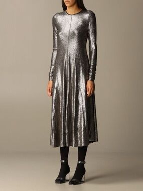 FORTE FORTE 7613 LAMINATED JERSEY LONG DRESS - NERO New Size 8